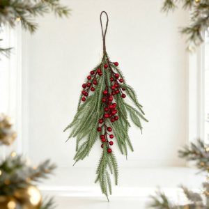 Red fruit and green plant pendant